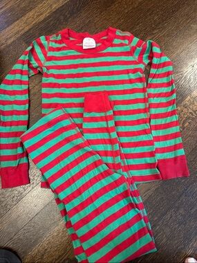 Hanna Anderson Striped Red & Green Kids Pajama Set - Cozy Long Sleeve Two-Piece